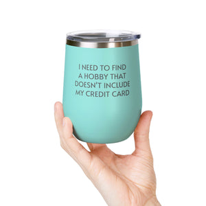 Wine Tumbler, 12oz - Credit Card - Pastels