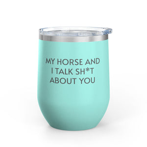 Wine Tumbler, 12oz - Horse And I Talk - Pastels