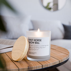 Frosted Glass Candle, 11oz - 1st Horse Show Bill