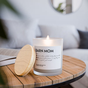 Frosted Glass Candle, 11oz - Barn Mom