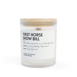 Frosted Glass Candle, 11oz - 1st Horse Show Bill