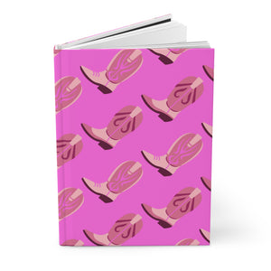 Hardcover Journal Matte (Lined) - Pink Cowgirl Boots