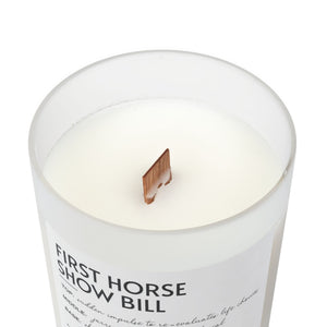 Frosted Glass Candle, 11oz - 1st Horse Show Bill