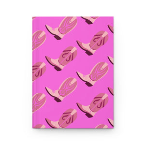 Hardcover Journal Matte (Lined) - Pink Cowgirl Boots