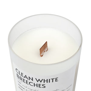 Frosted Glass Candle, 11oz - Clean White Breeches