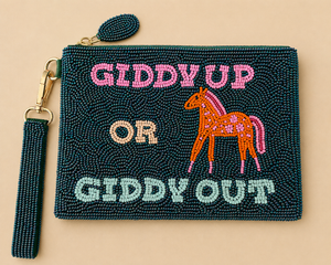 Tucker Tweed Giddy Up or Giddy Out Medium Beaded Pouch