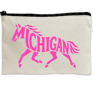 Travel Canvas Zipper Pouch -  8.5" x 11" - Michigan