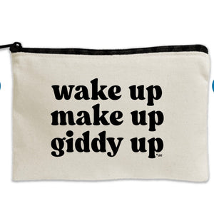 Travel Canvas Zipper Pouch - 8.5" x 11" - Wake Up/Make UP