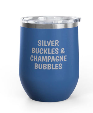 Wine Tumblers, 12 oz. -  Silver Buckles/Champagne