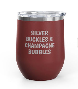 Wine Tumblers, 12 oz. -  Silver Buckles/Champagne