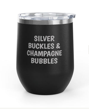 Wine Tumblers, 12 oz. -  Silver Buckles/Champagne