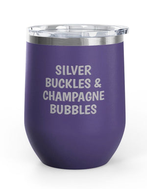 Wine Tumblers, 12 oz. -  Silver Buckles/Champagne