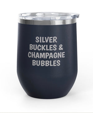 Wine Tumblers, 12 oz. -  Silver Buckles/Champagne