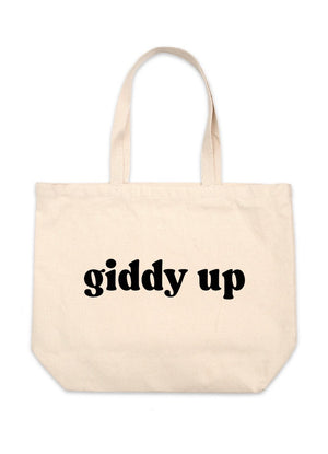Jumbo Cotton Canvas Tote Bag - Giddy Up