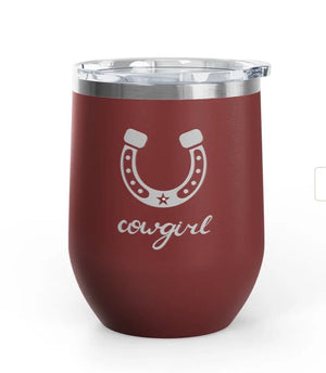 Wine Tumblers -  12 oz. - Cowgirl - Engraved