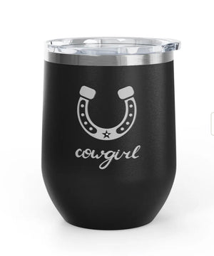 Wine Tumblers -  12 oz. - Cowgirl - Engraved