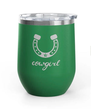 Wine Tumblers -  12 oz. - Cowgirl - Engraved