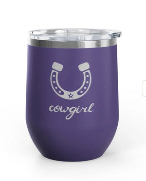 Wine Tumblers -  12 oz. - Cowgirl - Engraved