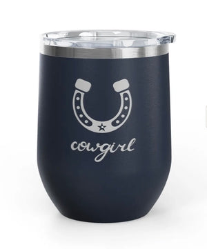 Wine Tumblers -  12 oz. - Cowgirl - Engraved
