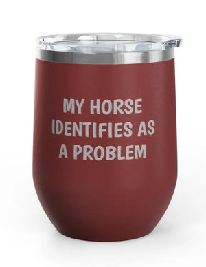 Wine Tumblers, 12 oz. - Engraved - Horse/Problem