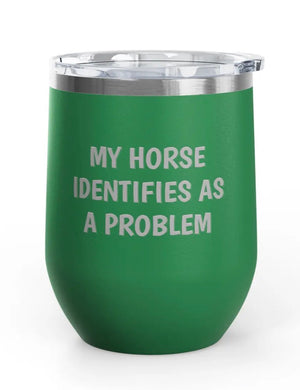 Wine Tumblers, 12 oz. - Engraved - Horse/Problem