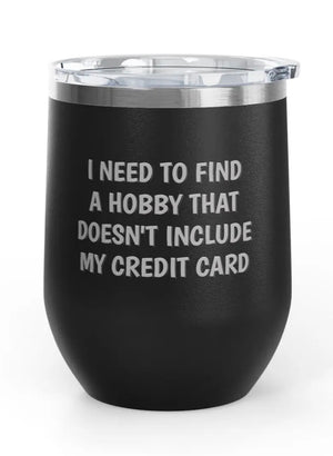 Wine Tumblers -  12 oz. - Credit Card - Engraved
