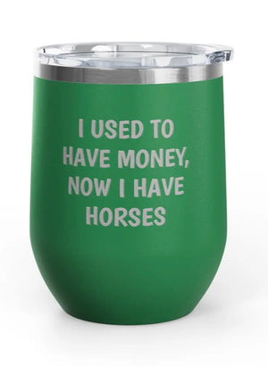 Wine Tumblers, 12 oz. - Engraved - Money/Horses